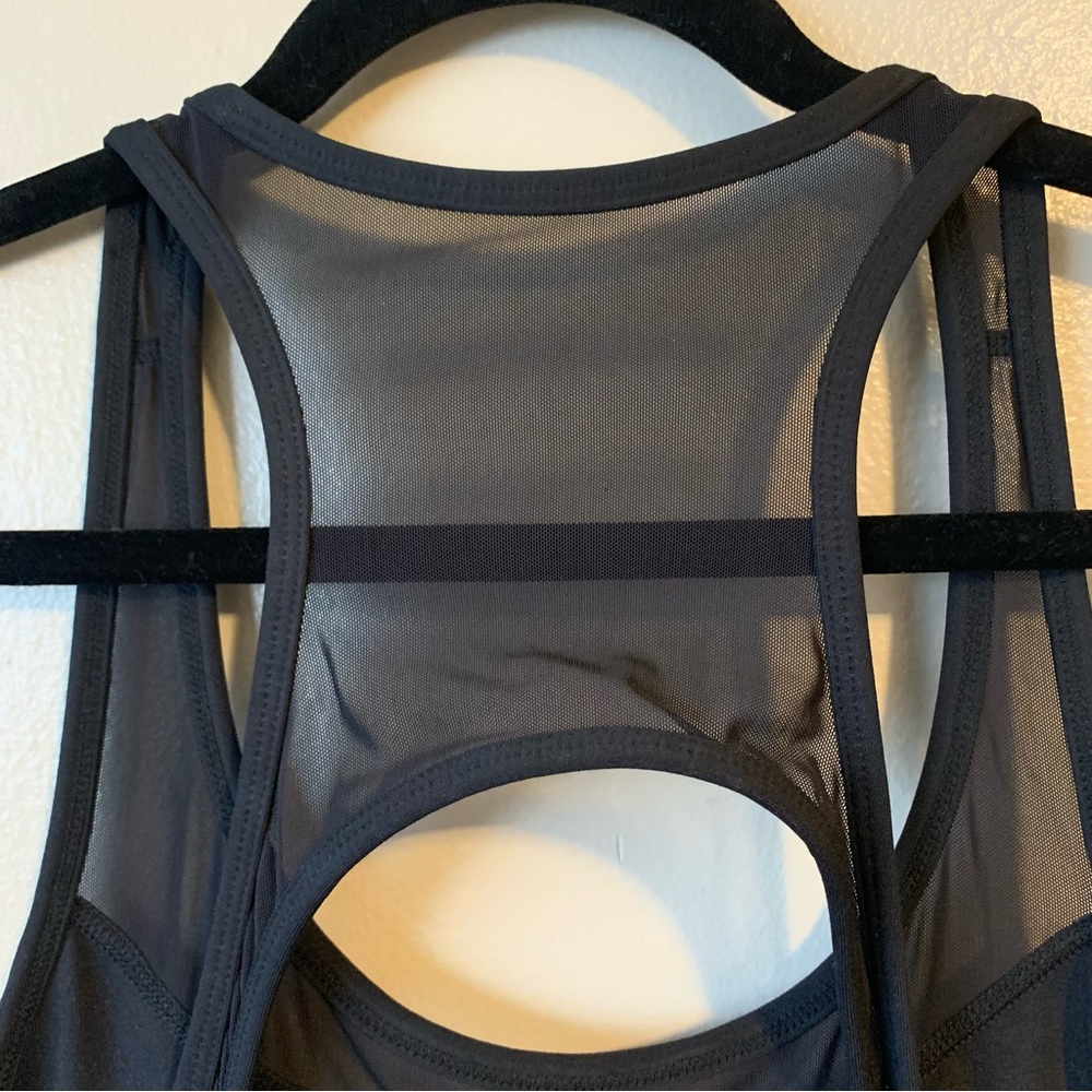 Fabletics Black Strappy Racerback Bodycon Mini Dress with Mesh Inset - Picture 4 of 11